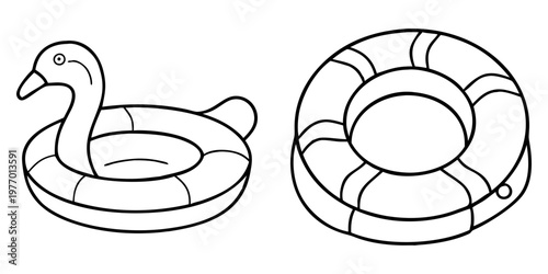 Two different types of inflatable swimming rings for a fun summer activity