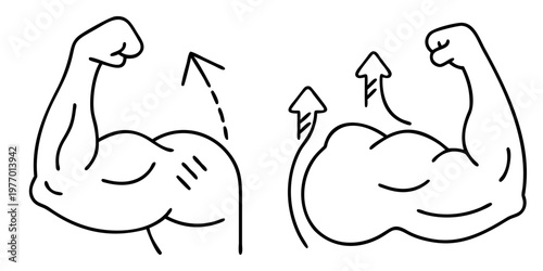 Illustration of muscular arms with upward arrows suggesting fitness improvement