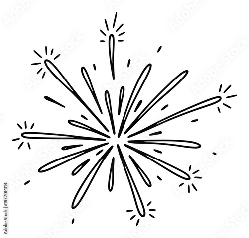Simple doodle style sparkler burst icon for lively event branding social media posts and festive seasonal greeting embellishments