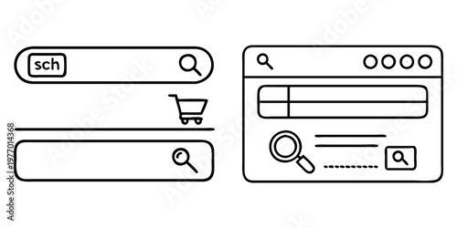 illustration of an online store web page with various search functionalities