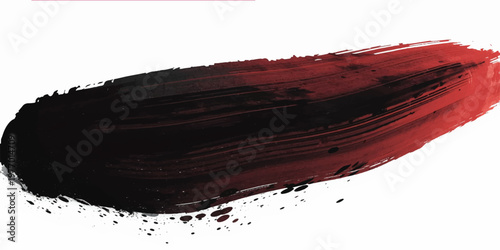 A grunge vector black and red ink splashes with liquid blood splatters and paint brush stains on a dirty textured art pattern.