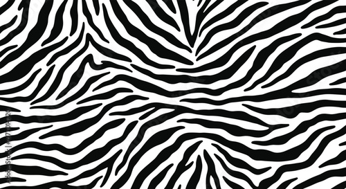 High contrast black and white zebra stripe pattern with organic flowing lines for a bold animal print aesthetic.