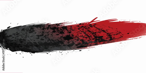 Black and white grunge texture design featuring a red paint splash and ink splatter vector a dark watercolor backdrop pattern with blood stain paper spots.