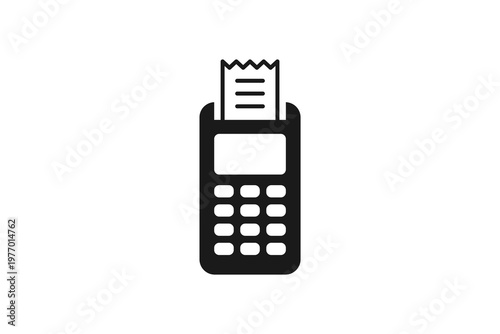 Point of sale terminal icon with printed receipt for payment