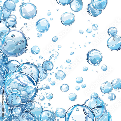 Luxury Blue Liquid Bubble Background for Cosmetic and Beauty Product Display