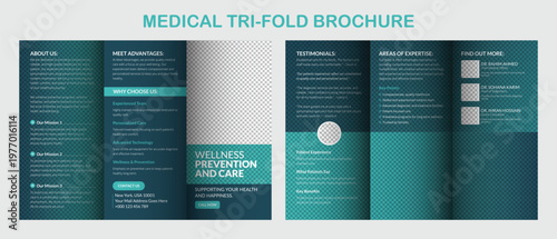 Medical Services Trifold Brochure Design Template for Healthcare Clinic Hospital EPS Vector