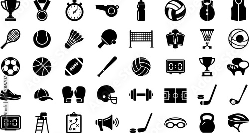 Tennis Essentials Icons. Tennis Essentials. Line icon set of Tennis Essentials: tennis racket, tennis ball, tennis net, tennis court, tennis shoes, scoreboard,