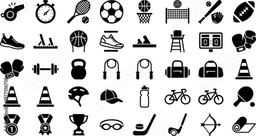 Tennis Essentials Icons. Tennis Essentials. Line icon set of Tennis Essentials: tennis racket, tennis ball, tennis net, tennis court, tennis shoes, scoreboard,