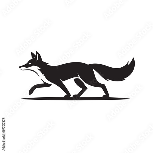 Photos Sleek Black Fox Silhouette Running Vector Illustration