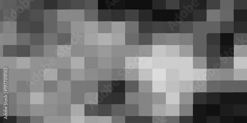 Abstract grayscale pixelated background with digital noise effect, lo-fi aesthetic mosaic texture for creative design