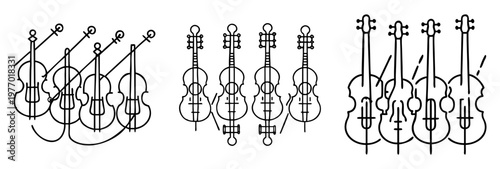 Stylized musical stringed instrument motif featuring repeated violin or cello imagery