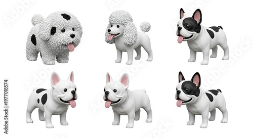 Collection of Six Cartoon-Style Dogs