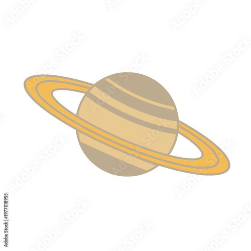 A stylized depiction of the planet saturn with its prominent ring system.