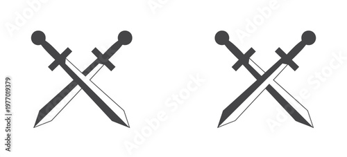 Two Crossed Swords Icons On White, swords, crossed swords, weapon, battle, fight, duel