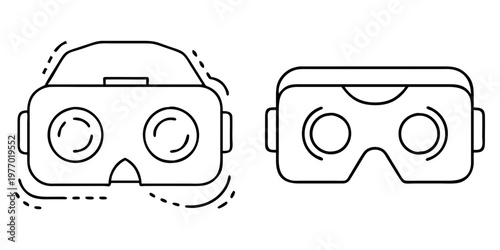 Two styles of virtual reality headset in minimalistic line drawing format
