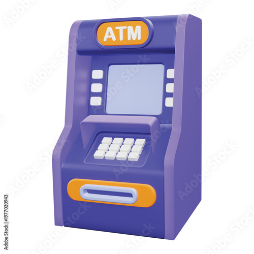 ATM Machine 3d rendering icon.