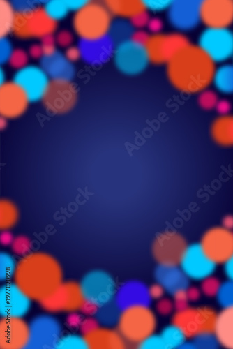 Abstract festive blurred background. Vibrant bokeh lights. Bright defocused glowing lights effect. Graphic template for celebration banners and invitations. Vector illustration.