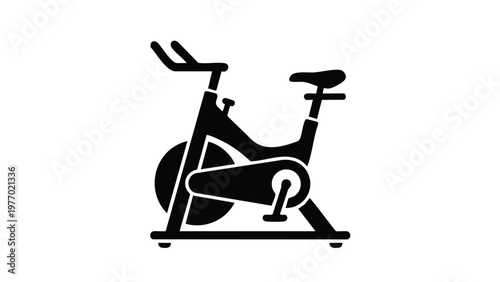 Black Stationary Exercise Bike Icon - Professional Indoor Cycling Silhouette