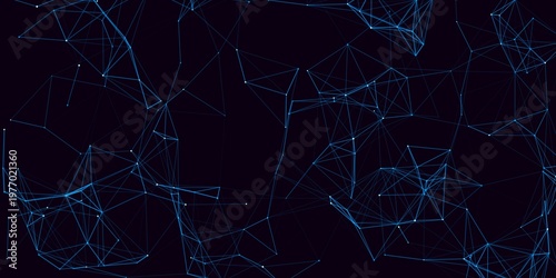 Navy blue digital plexus network abstract illustration background for technology web banner and data presentation