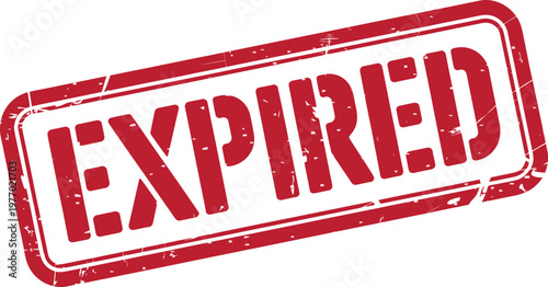 Expired Red Grunge Stamp ? Distressed Retro Badge Vector Illustration