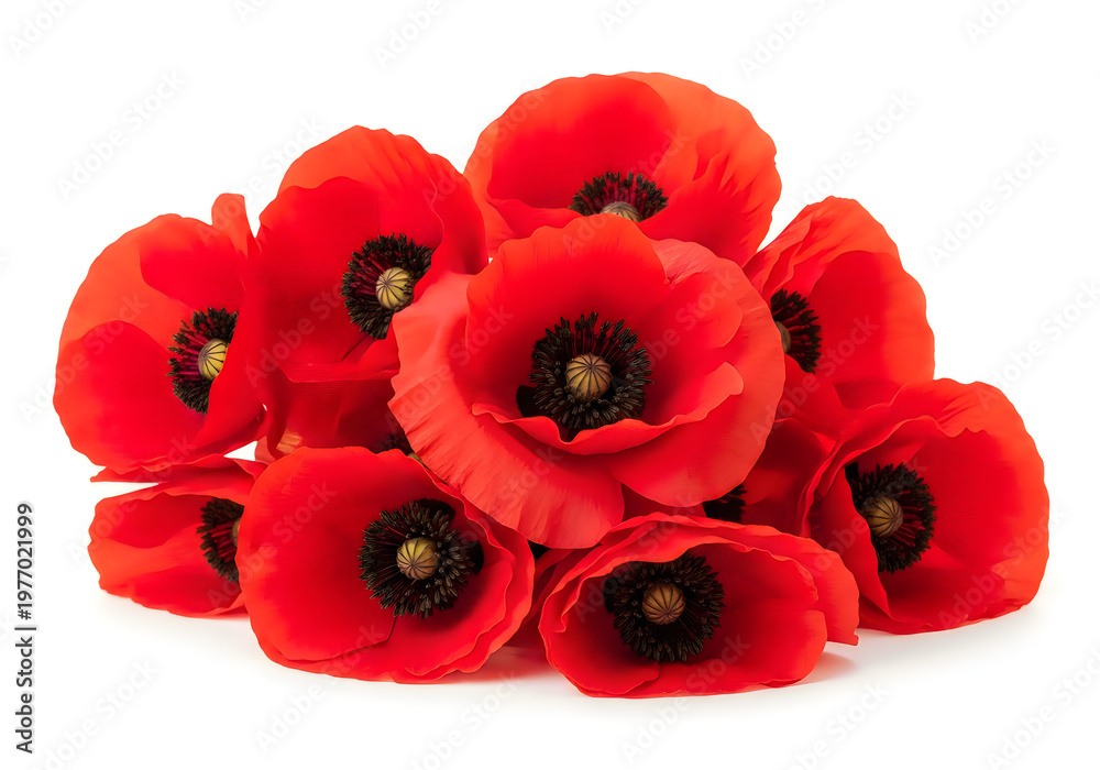 Obraz premium vibrant red poppy flowers close-up cluster