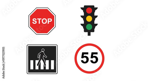 Traffic signs and road signals.