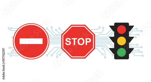 Traffic signs and signal icons.