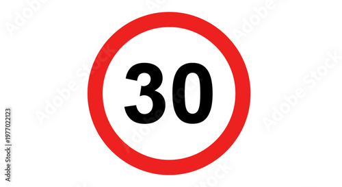 Red circle thirty speed limit sign.
