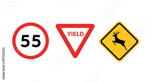 Road traffic signs and symbols.