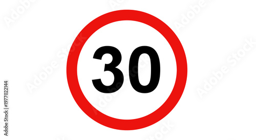 Speed limit thirty road sign symbol.