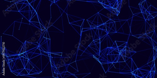 Dark blue digital plexus network illustration background for futuristic technology and cyber security