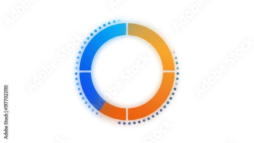 Seamless looping animation of a segmented circular graph progressing, perfect for data visualization and progress indicators