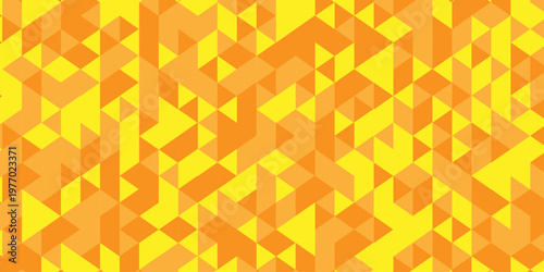 Vector yellow overlapping polygon square texture. Seamless geometric pattern triangle shapes low polygon backdrop background. Abstract line poly background.