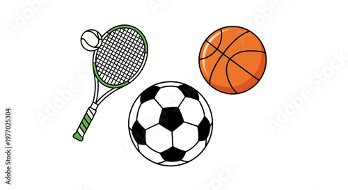 Tennis Racket and Sports Balls.