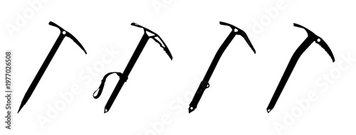 Ice axes silhouettes set -  vector illustration
