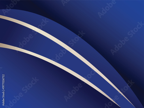 Abstract blue gradient background with elegant curved silver lines
