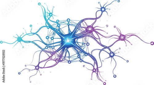 Abstract Neural Network Visualization with Connected Nodes Synapse Structure Artificial Intelligence Brain Data Flow Concept for Technology Science and Digital Innovation Design