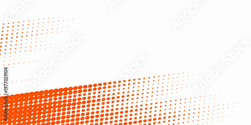 An abstract orange and yellow halftone background featuring a geometric pattern of circular dots creates an artistic vector texture and light effect for a modern disco style wallpaper backdrop