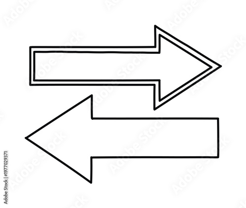 Minimalist black outline arrows pointing in opposite directions, horizontal transfer and exchange vector icons, simple linear navigation symbols