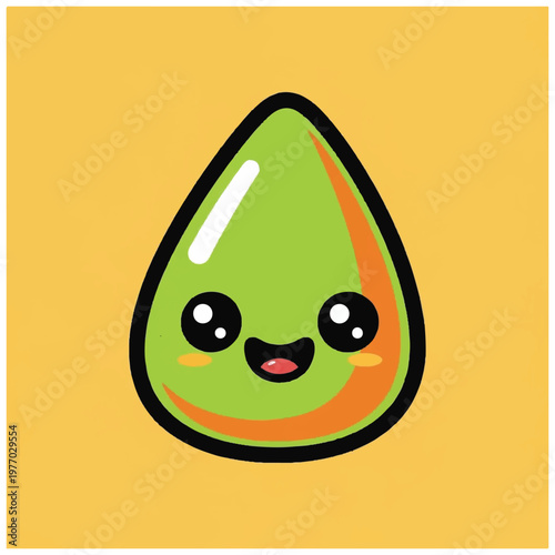 Smiling cartoon avocado character face.