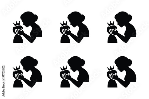 A mother tenderly placing a crown on her child's head