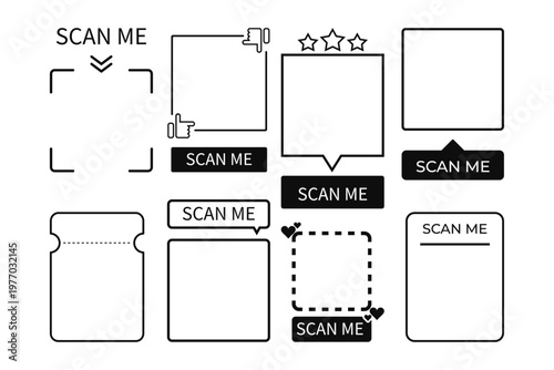 set of patterns for QR code sticker with text. Online payment. Special offer sale. qr number. Supermarket retail price tag. Vector illustration