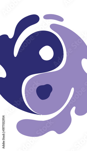 Purple Yin Yang Symbol Abstract Fluid Organic Graphic Modern Design Element for Wellness Meditation and Balance Lifestyle Background Illustration