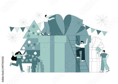 People are preparing gifts for the New Year, for Christmas, for the holiday. Festive concept