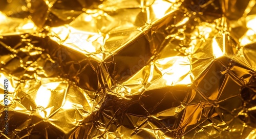 Abstract Golden Foil Texture with Light and Shadow for Backgrounds.