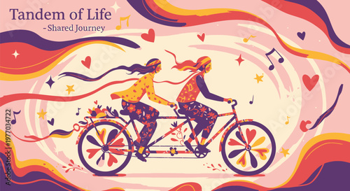 Tandem of Life A Shared Journey on a Bicycle Embracing Love and Companionship