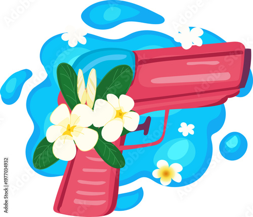Pink blaster with flower burst for festival poster