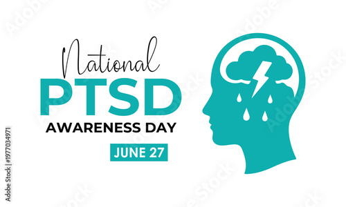 National PTSD Awareness Day highlights mental health education and support for Post-Traumatic Stress Disorder through impactful healthcare awareness design.