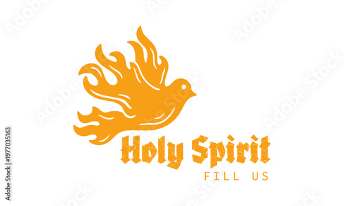 Pentecost Holy Spirit Fire Dove Christian Vector Illustration, Religious Church Clipart, Faith Flame Symbol, Bible Spiritual Artwork