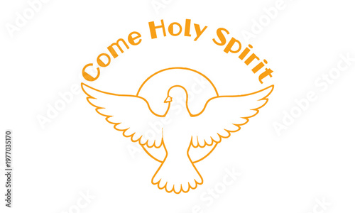 Pentecost Holy Spirit Fire Dove Christian Vector Illustration, Religious Church Clipart, Faith Flame Symbol, Bible Spiritual Artwork